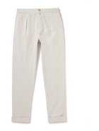 Kiton - Tapered Stretch Lyocell and Cotton-Blend Twill Trousers - White