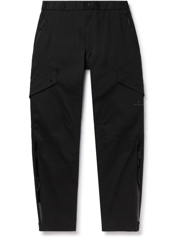 Photo: Moncler - Straight-Leg Cotton-Blend Twill Cargo Trousers - Black