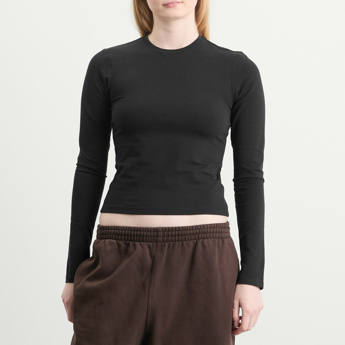 Good American Women's Super Stretch Long Sleeve T-Shirt in Black