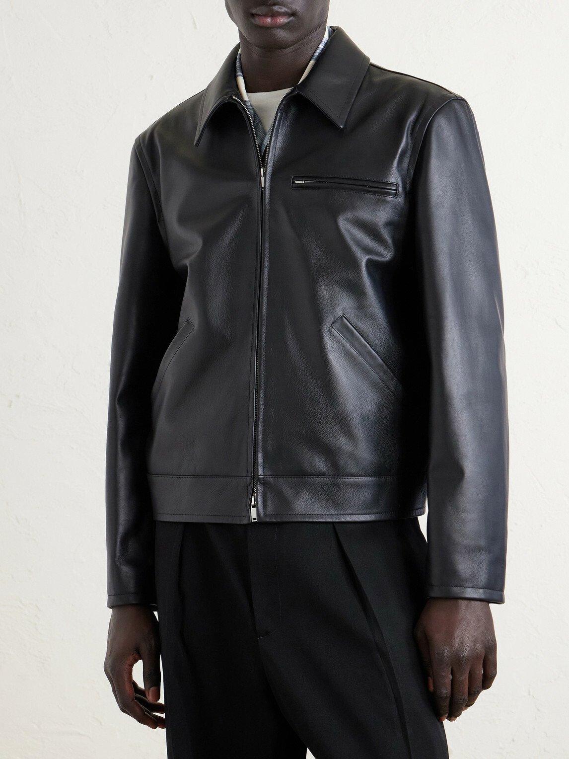 Jil Sander - Leather Blouson Jacket - Black
