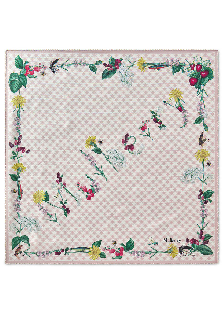 Mulberry Floral-print Silk Twill Scarf - Pink - One Size