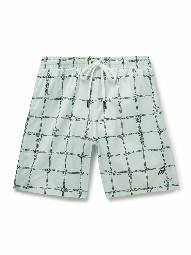 Photo: Brioni - Straight-Leg Long-Length Printed Swim Shorts - Green