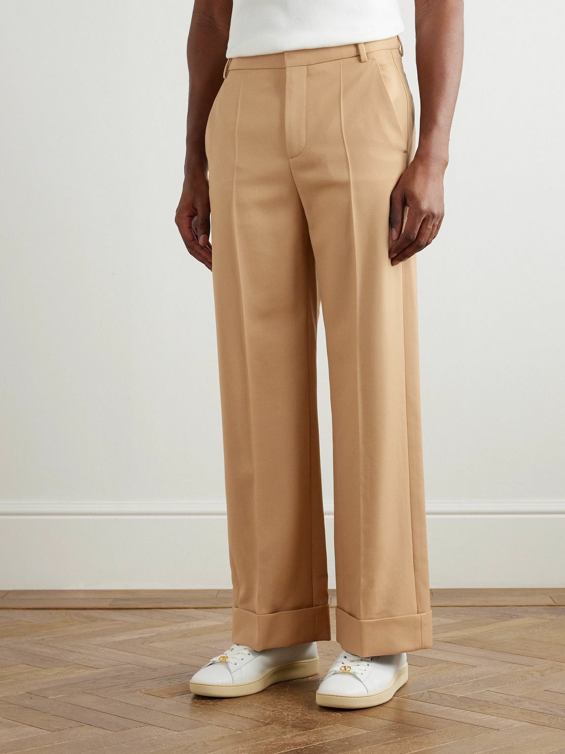 Valentino Garavani - Straight-Leg Virgin Wool-Gabardine Trousers - Neutrals