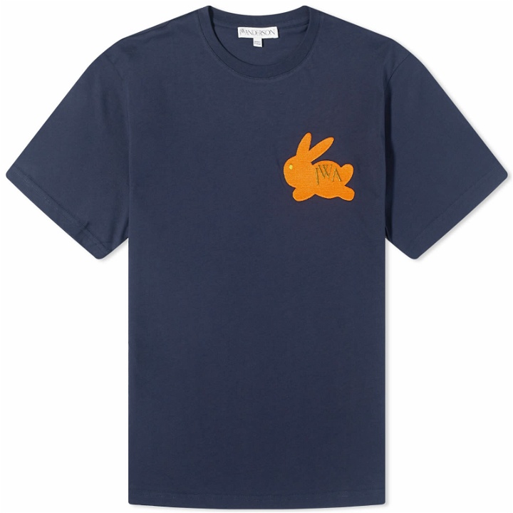 Photo: JW Anderson Men's Embroidered Bunny T-Shirt in Navy