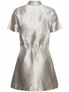 THEORY Short Sleeve Silk Satin Mini Dress