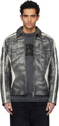 Diesel Black & Off-White L-Amar-Enbi Leather Jacket
