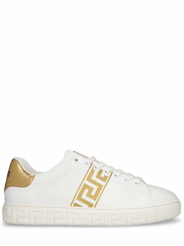 Photo: VERSACE - Faux Leather Logo Sneakers