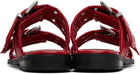 GANNI Red Feminine Buckle Two-Strap Sandals