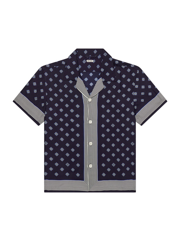 Photo: BODE - Camp-Collar Printed Silk-Voile Shirt - Blue