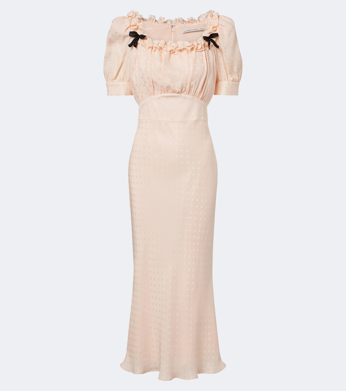 Alessandra Rich Bow-detail ruffled silk jacquard midi dress