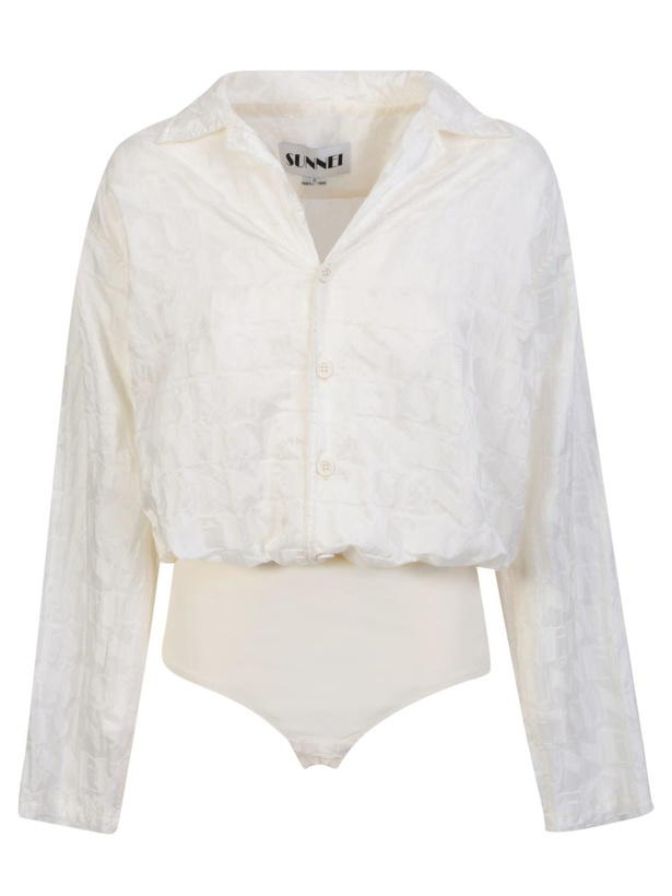 Photo: Sunnei Jacquard Shirt Bodysuit In Cream