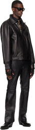 Ernest W. Baker Black Leather Bomber Jacket