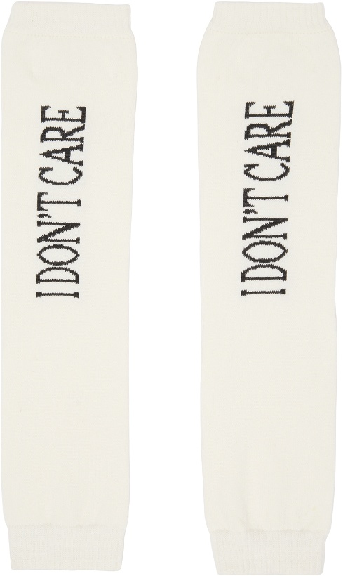 Photo: Praying SSENSE Exclusive Off-White 'I Don't Care' Leg Warmers
