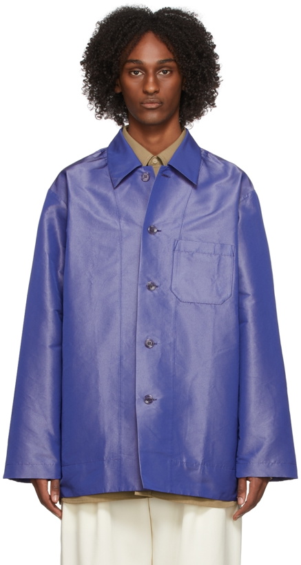 Photo: Acne Studios Blue Taffeta Long Sleeve Shirt