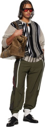 Martine Rose Beige & Black Multi Stripe Zip Up Crew Sweater