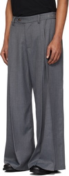 NULLUS Gray Belted Large Pleated Trousers