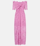 Rabanne Off-shoulder lace midi dress