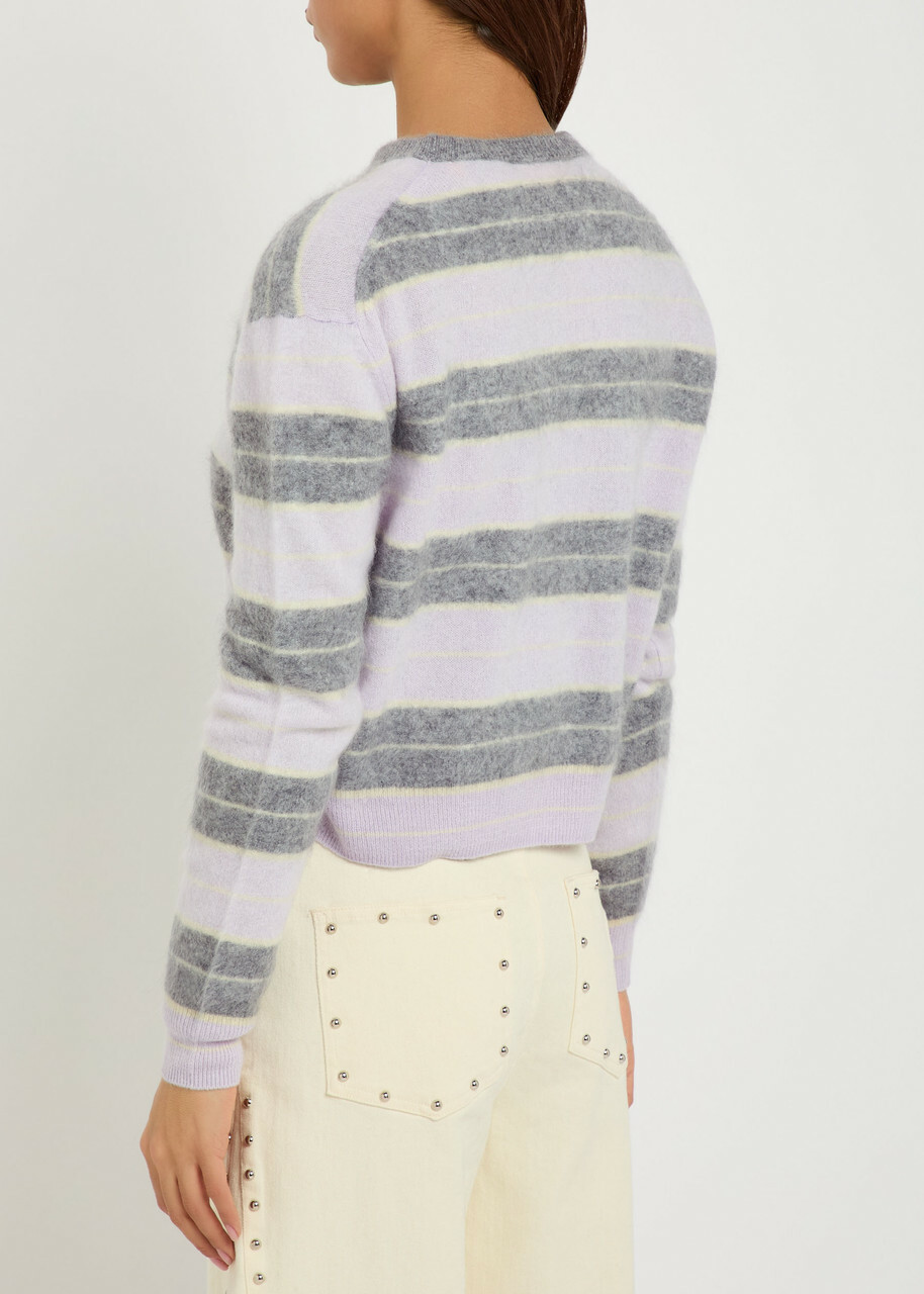 Guest In Residence Grizzly Striped Cashmere Jumper Purple