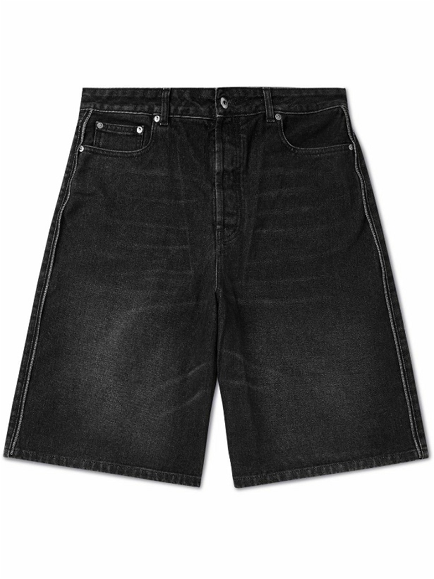 Photo: Off-White - Wide-Leg Zip-Detailed Denim Shorts - Black