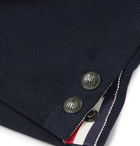 Moncler - Maglia Grosgrain-Trimmed Cotton-Piqué Polo Shirt - Midnight blue