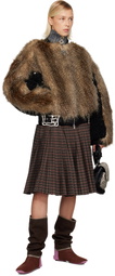 Chopova Lowena Black & Beige French Kiss Faux-Fur Bomber Jacket