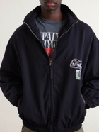 Paly Hollywood - Logo-Embroidered Printed Wool-Blend Zip-Up Jacket - Blue