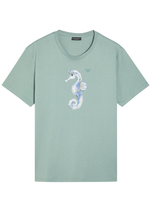 Photo: Emporio Armani Printed Cotton T-shirt Blue