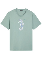 Emporio Armani Printed Cotton T-shirt Blue