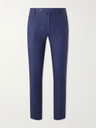 Sunspel - Straight-Leg Pleated Linen Suit Trousers - Blue