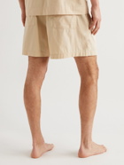 TEKLA - Organic Cotton-Poplin Drawstring Pyjama Shorts - Neutrals