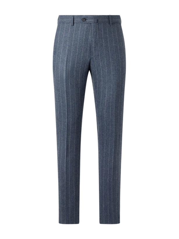 Photo: Caruso - Pinstripe Wool and Cashmere-Blend Suit Trousers - Blue