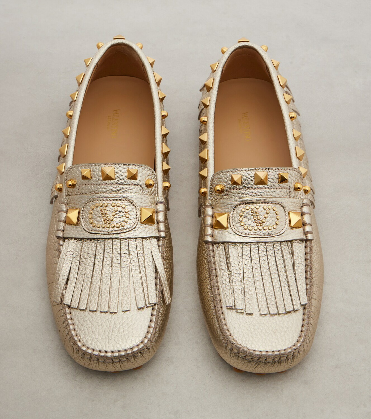 Valentino Garavani Plaster Caster metallic leather loafers