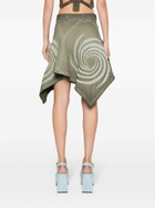 Masha Popova Green Asymmetric Denim Skirt