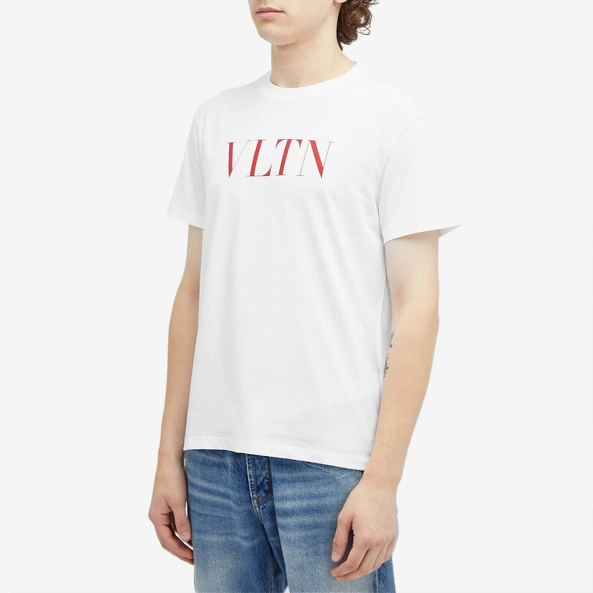 Valentino Men's VLTN Logo T Shirt in White Valentino