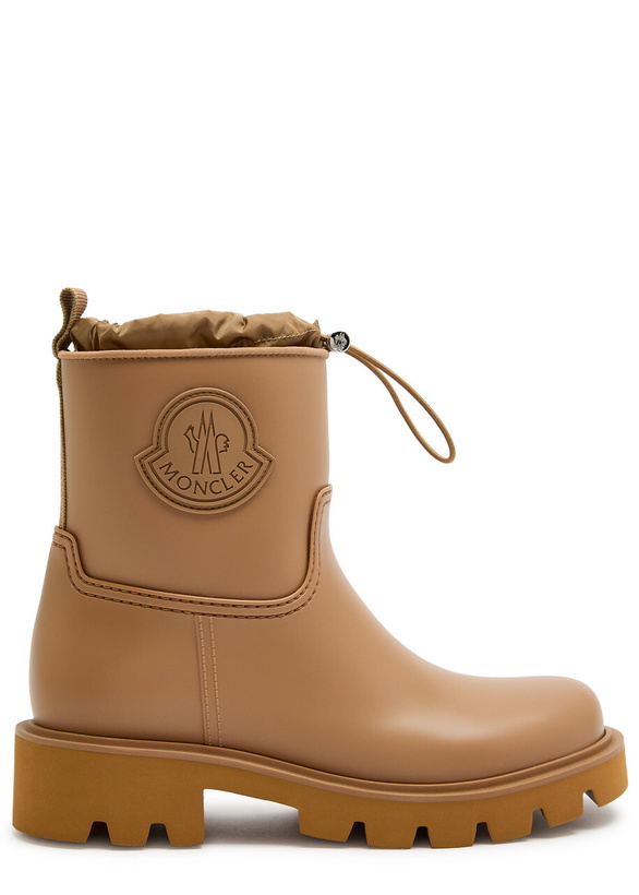 Photo: Moncler Kickstream Rubber Wellington Ankle Boots Beige