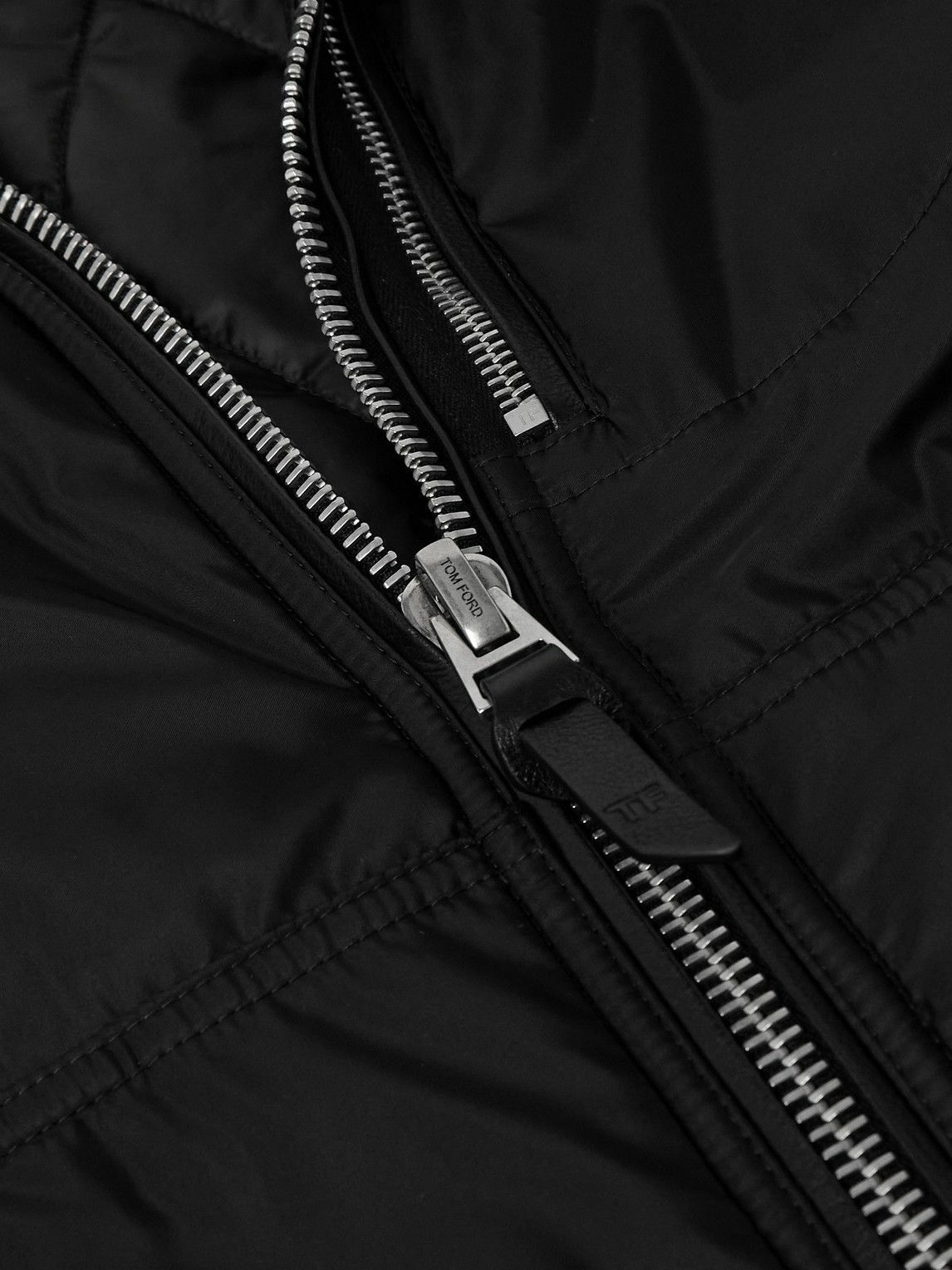TOM FORD - Padded Leather-Trimmed Shell Gilet - Black