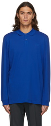 Y-3 Blue Pique Long Sleeve Polo