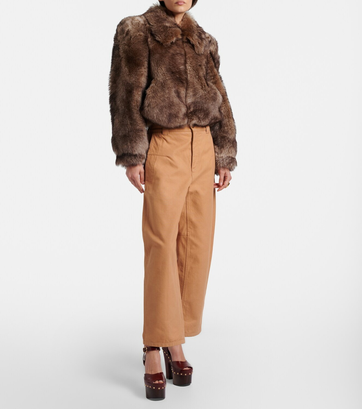 Chloé Cropped barrel-leg pants