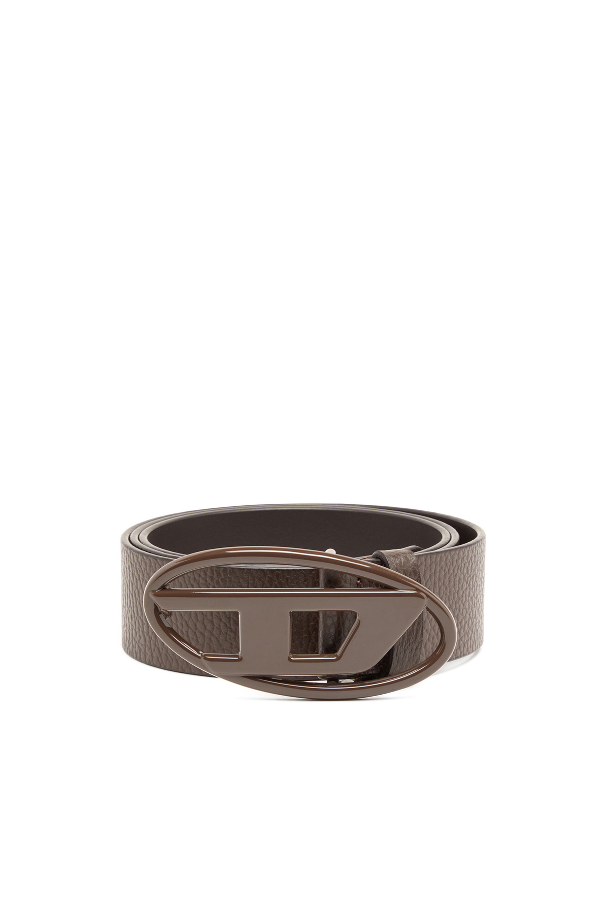 Diesel 4cm leather belt with matte Oval D buckle - Belts - Unisex - Brown