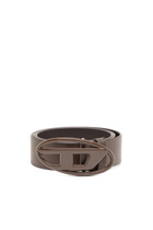 Diesel 4cm leather belt with matte Oval D buckle - Belts - Unisex - Brown