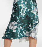 Dries Van Noten Printed satin midi skirt