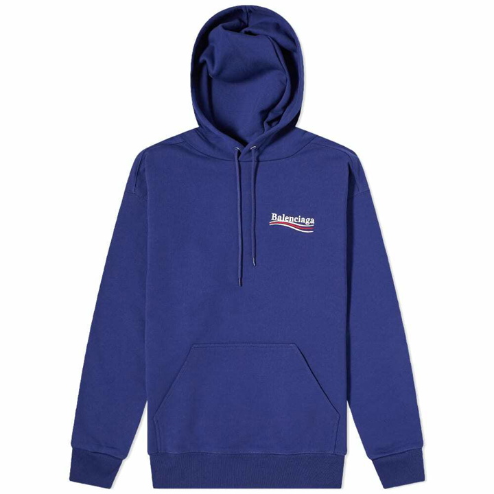 Photo: Balenciaga Men's Political Campaign Logo Popover Hoody in Pacific Blue/White