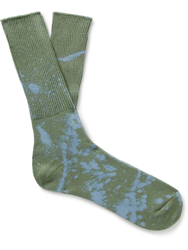 Photo: ANONYMOUS ISM - Bleached Cotton-Blend Socks - Green
