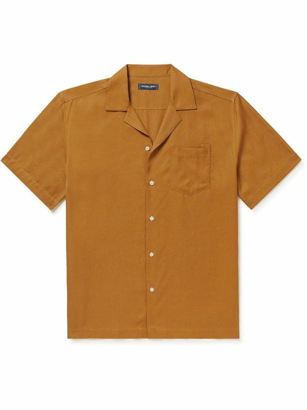 Photo: Frescobol Carioca - Angelo Camp-Collar TENCEL Shirt - Brown