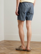 NN07 - Gregor 10056 Straight-Leg Cotton-Chambray Drawstring Shorts - Blue