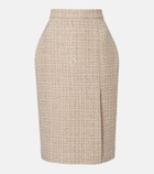 Elie Saab Checked sequined tweed midi skirt