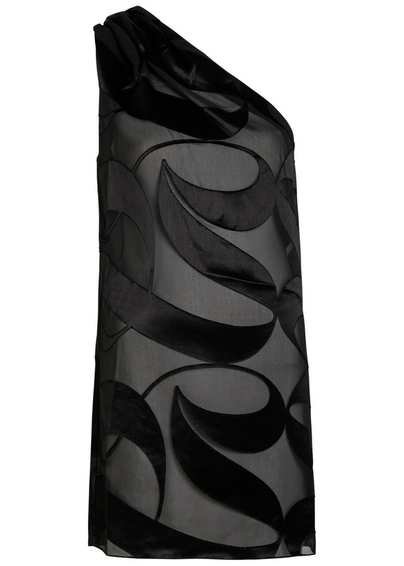 Photo: Delos Amaris Devoré Georgette Mini Dress Black