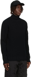 Stone Island Shadow Project Black Wool Waffle Knit Turtleneck