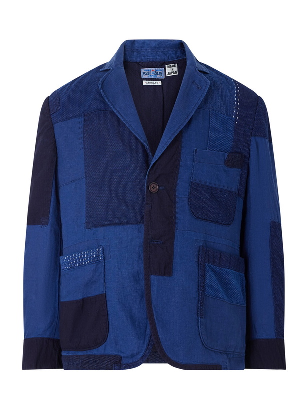Photo: Blue Blue Japan - Nenrin Indigo-Dyed Patchwork Linen Blazer - Blue
