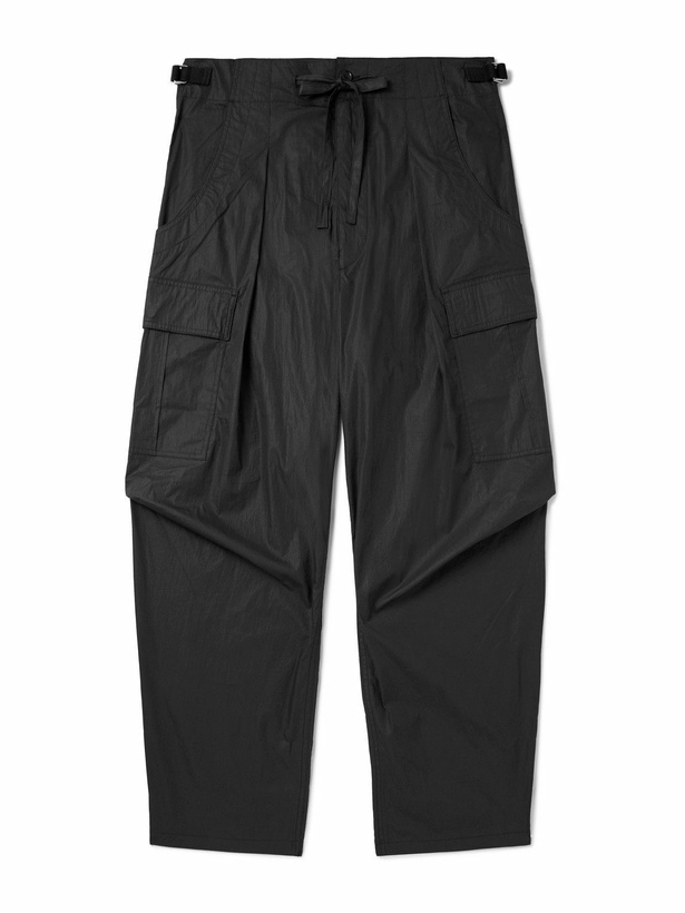 Photo: Marant - Caleb Cotton-Blend Poplin Drawstring Cargo Trousers - Black